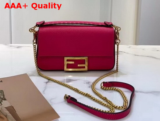 Fendi Baguette Mini Bag in Fuchsia Romano Leather Replica