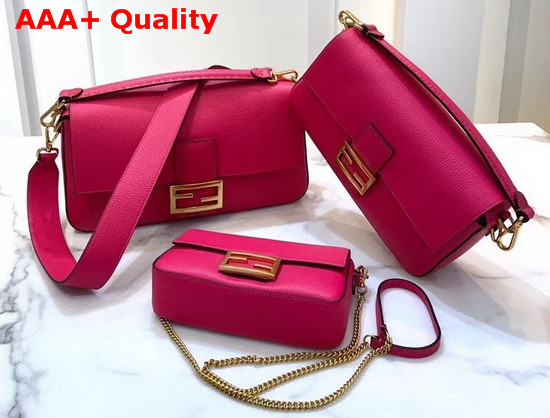 Fendi Baguette Mini Bag in Fuchsia Romano Leather Replica