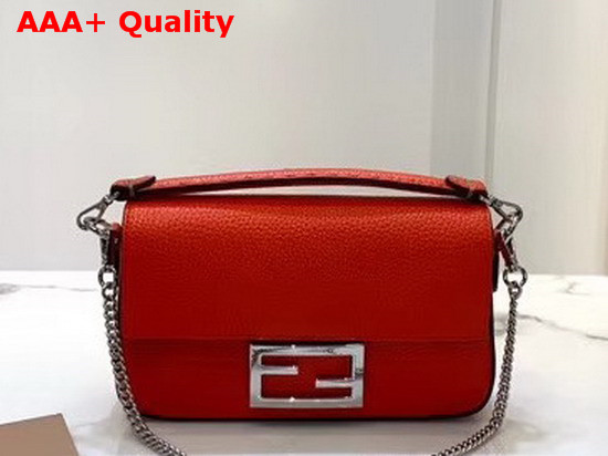 Fendi Baguette Mini Bag in Red Romano Leather Replica