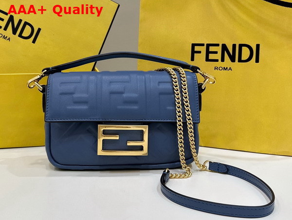 Fendi Baguette Mini Blue Nappa Leather Bag Replica