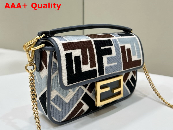 Fendi Baguette Mini Multicolor Canvas Bag with FF Embroidery Replica