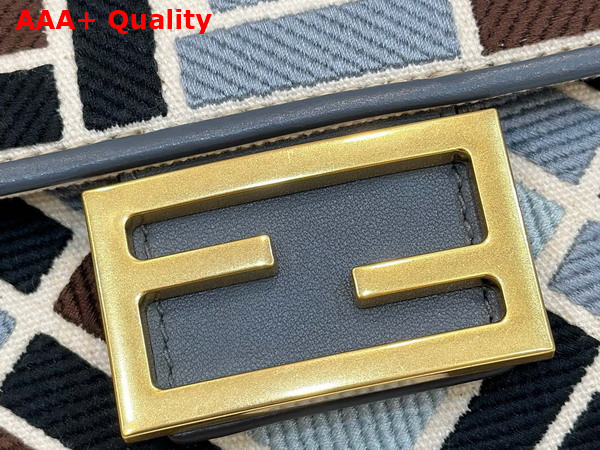 Fendi Baguette Mini Multicolor Canvas Bag with FF Embroidery Replica