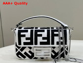Fendi Baguette Mini White and Black Canvas Bag with FF Embroidery Replica