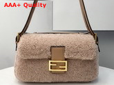 Fendi Baguette Multi Bag with Double Sided Design Made of Soft Pale Pink Merino Sheepskin and Decorated On Both Sides with FF Clasp Replica