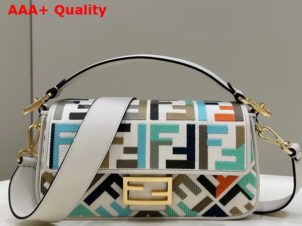 Fendi Baguette Multicolor Canvas Bag with FF Embroidery Replica