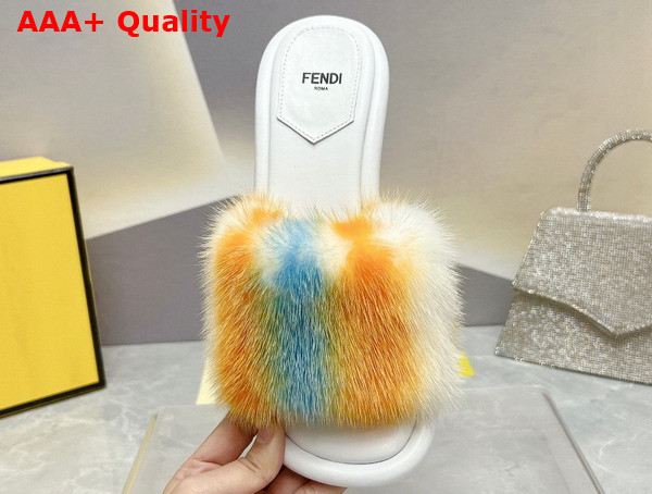 Fendi Baguette Multicolor Mink Slides Replica