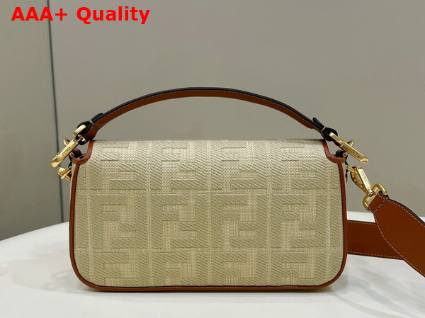 Fendi Baguette Natural Straw Bag with FF Embroidery Beige Replica