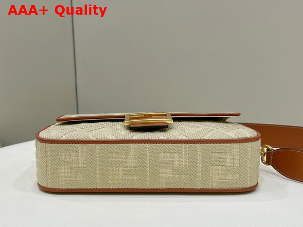 Fendi Baguette Natural Straw Bag with FF Embroidery Beige Replica