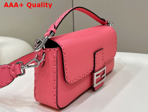 Fendi Baguette Pink Selleria Bag with Oversize Topstitching Replica