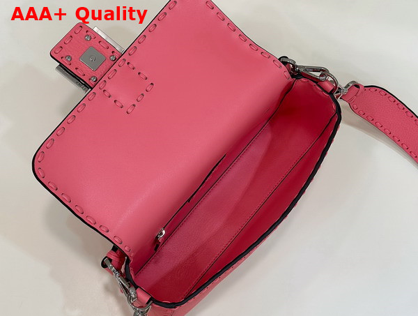 Fendi Baguette Pink Selleria Bag with Oversize Topstitching Replica