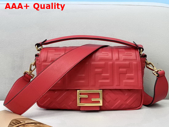 Fendi Baguette Red Nappa Leather FF Bag Replica