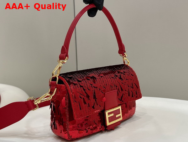 Fendi Baguette Red Sequin and Leather Bag Replica