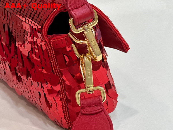 Fendi Baguette Red Sequin and Leather Bag Replica