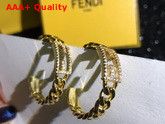 Fendi Baguette Small Earrings in Gold Color with Diamonds Replica