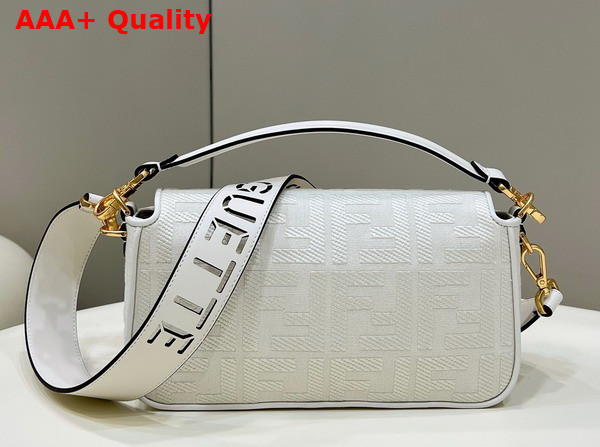 Fendi Baguette White FF Canvas Bag Replica