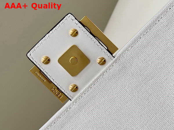 Fendi Baguette White FF Canvas Bag Replica