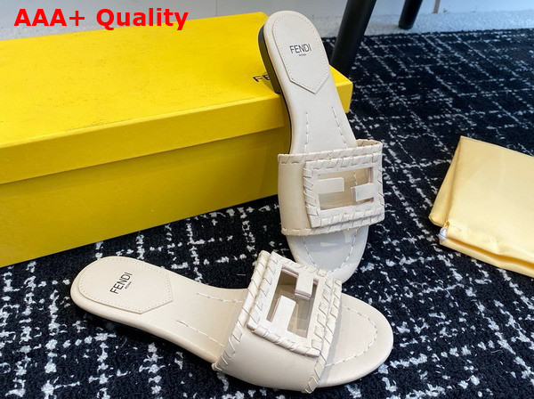 Fendi Baguette White Leather Slides Replica