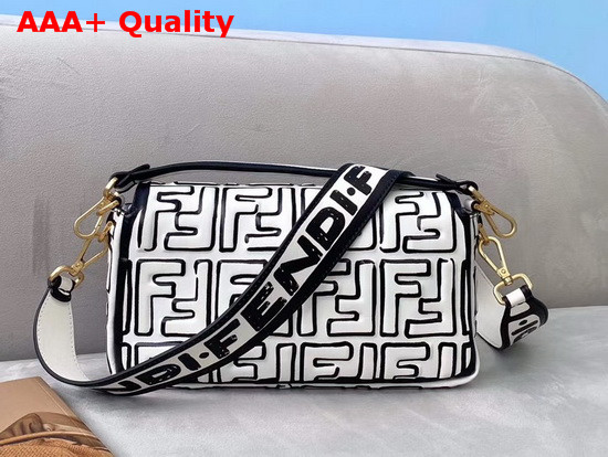 Fendi Baguette White Nappa Leather Print Bag Replica