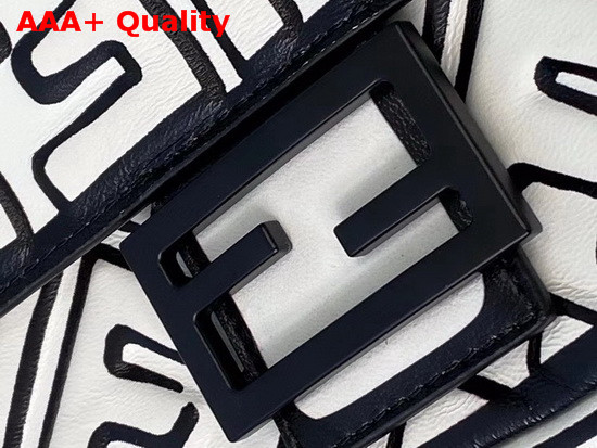 Fendi Baguette White Nappa Leather Print Bag Replica