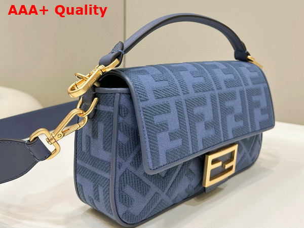 Fendi Baguette in Blue Canvas with FF Embroidery Replica