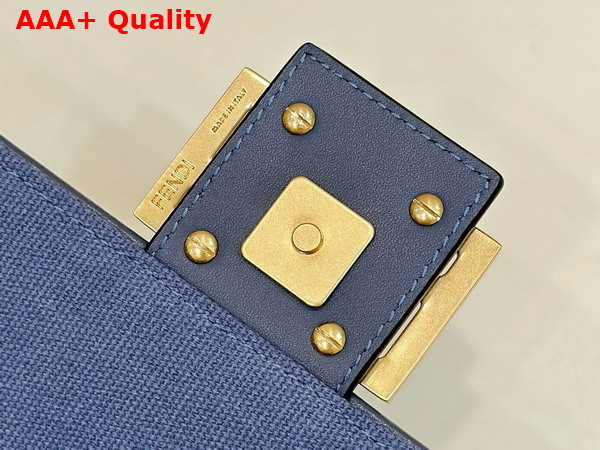 Fendi Baguette in Blue Canvas with FF Embroidery Replica