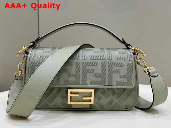 Fendi Baguette in Light Green Canvas with FF Embroidery Replica