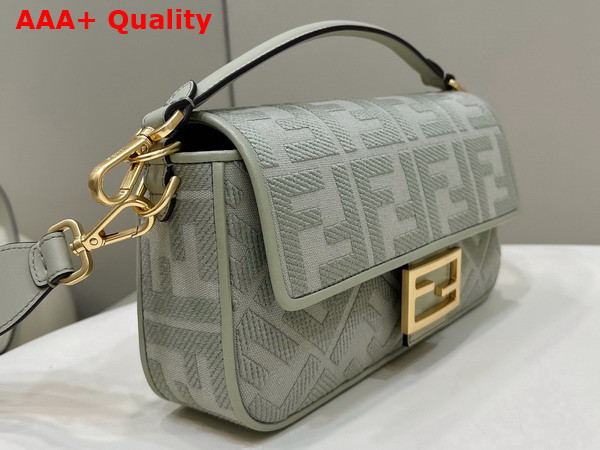 Fendi Baguette in Light Green Canvas with FF Embroidery Replica