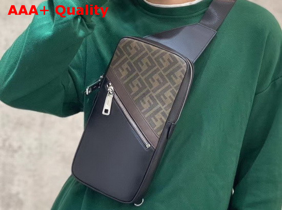 Fendi Belt Bag One Shoulder Backpack in Brown Fabric Code 7VZ033A9XSF199B Replica