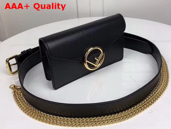 Fendi Belt Bag in Black Leather with New Fendi Logo Clasp Replica