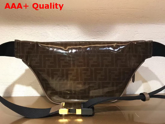 Fendi Belt Bag in Brown Glazed Fabric with Fendi Mania Lettering in Leather Replica