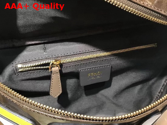 Fendi Belt Bag in Brown Glazed Fabric with Fendi Mania Lettering in Leather Replica