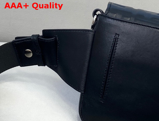 Fendi Belt Baguette Bag in Black Nappa Leather with Embossed FF Motif Replica