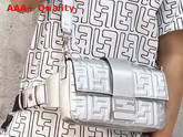 Fendi Belt Baguette Bag in Silver Nappa Leather with Embossed FF Motif Replica