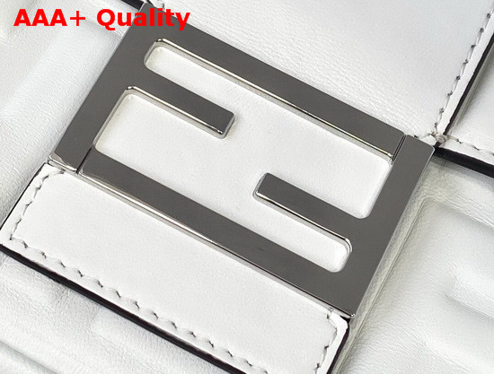 Fendi Belt Baguette Bag in White Nappa Leather with Embossed FF Motif Replica