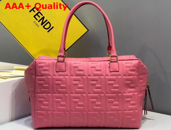 Fendi Big Boston Bag in Pink Lambskin with an All Over FF Motif Replica