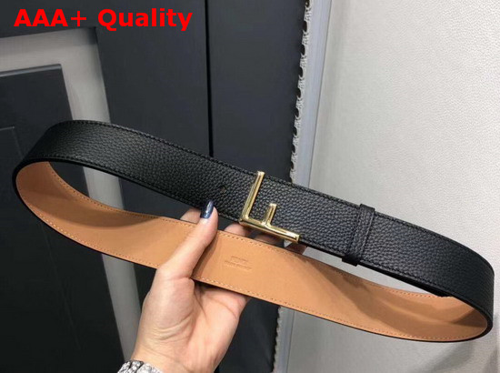 Fendi Black Leather Belt with Gold F Shape Buckle Replica