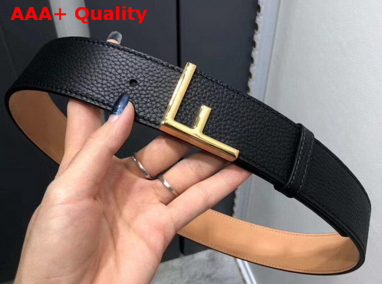 Fendi Black Leather Belt with Gold F Shape Buckle Replica