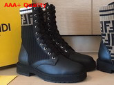 Fendi Black Leather Biker Boots Calf Leather with Stretch Fabric Replica