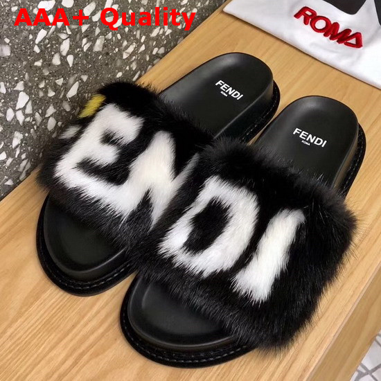 Fendi Black Mink Slides Replica