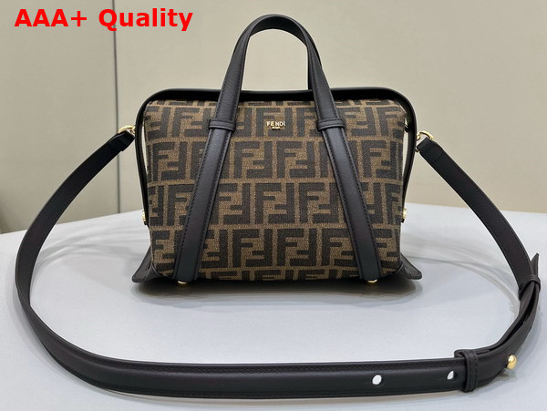Fendi Boston 365 Brown FF Jacquard Fabric Bag Replica