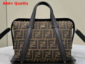 Fendi Boston 365 Brown FF Jacquard Fabric Bag Replica
