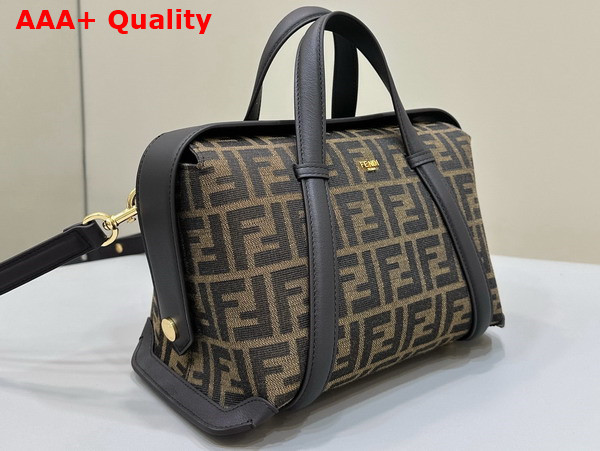 Fendi Boston 365 Brown FF Jacquard Fabric Bag Replica