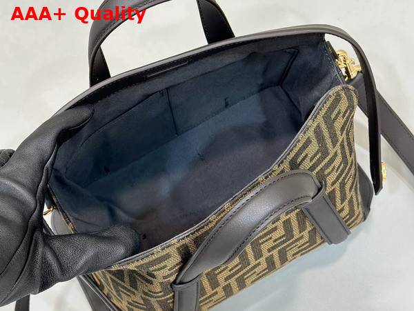 Fendi Boston 365 Brown FF Jacquard Fabric Bag Replica