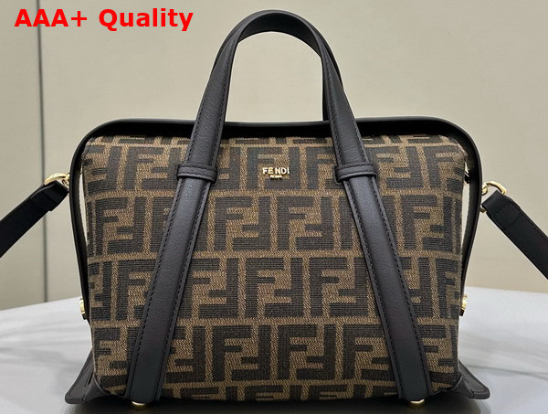 Fendi Boston 365 Brown FF Jacquard Fabric Bag Replica