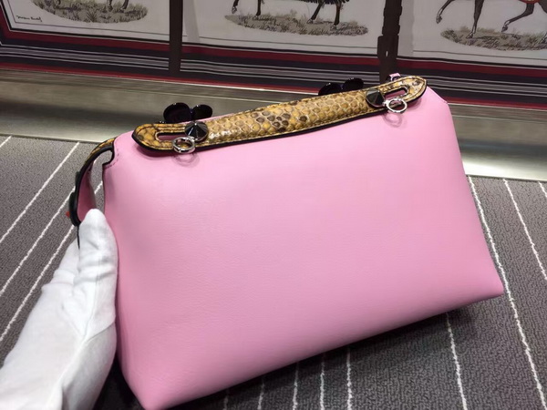Fendi By The Way Leather And Python Floral Applique Satchel Pink for Sale