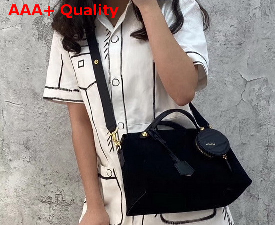 Fendi By The Way Medium Black Suede Leather Boston Bag Replica