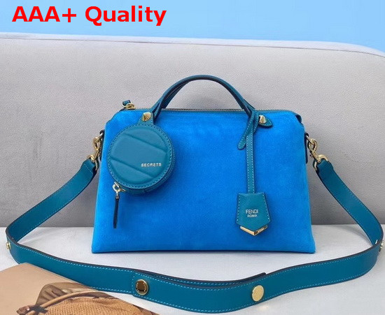 Fendi By The Way Medium Blue Suede Leather Boston Bag Replica