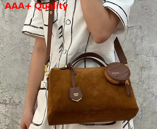 Fendi By The Way Medium Brown Suede Leather Boston Bag Replica