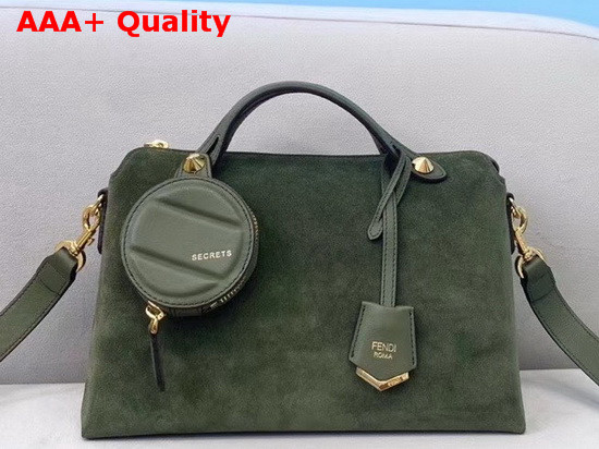 Fendi By The Way Medium Green Suede Leather Boston Bag Replica