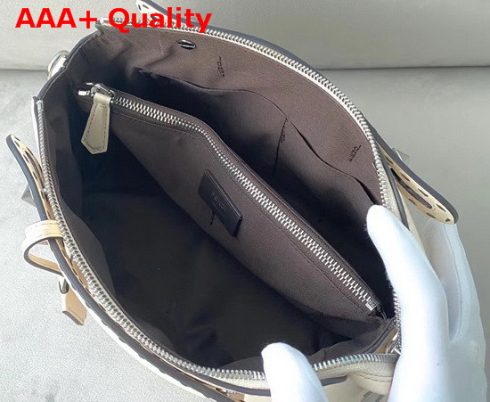 Fendi By The Way Medium White Leather Boston Bag with Heat Stamped FENDI ROMA Replica